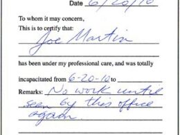 off work disability note
